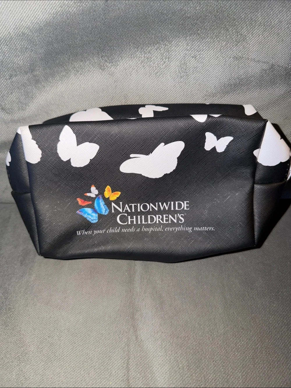 Zipper new Nationwide Children's Black Butterfly Kids Pouch